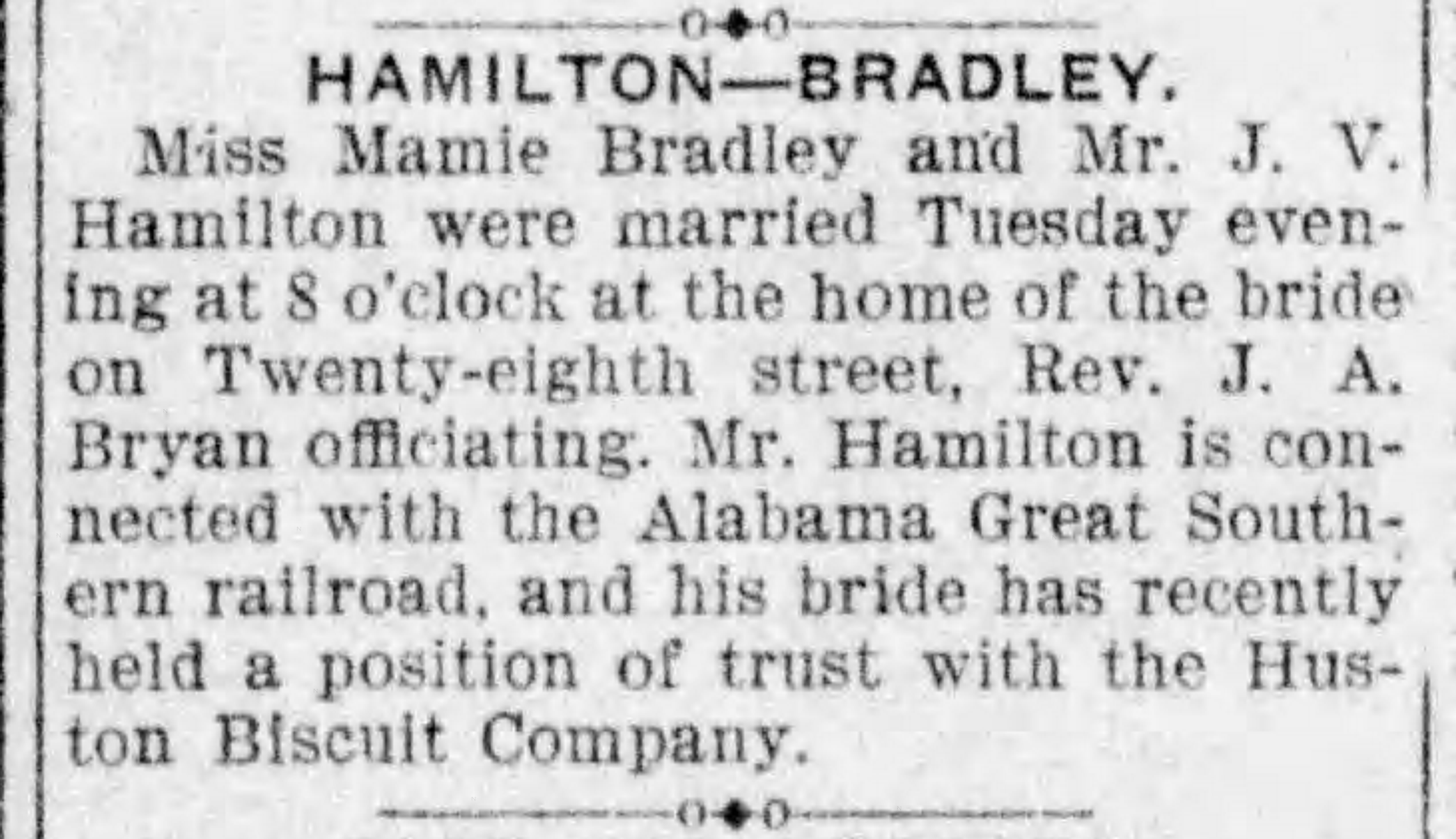 Mamie Bradley-J.V. Hamilton
